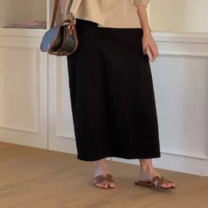 블랙 시그니쳐 밴딩 롱스커트 (one color)
