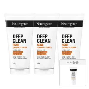 뉴트로지나 NEW 딥클린 아크네 포밍 클렌저 150g, 3개+증정(젠틀폼 클렌저 10g, 1개)