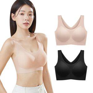 [1+1] 무지 편안한 심리스 노와이어 브라 메쉬 브래지어 컬러2종