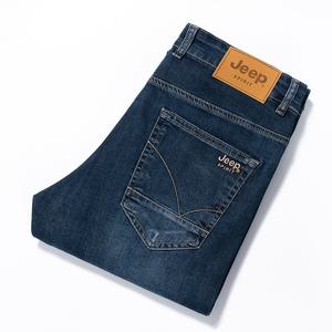 JEEP SPIRIT 여름 워싱 청바지 남자 세미 와이드 일자 바지