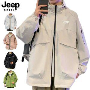 지프JEEP SPIRIT 남녀공용 긴팔 바람막이 후드집업 점퍼 자외선차단 방수 스포츠 방풍