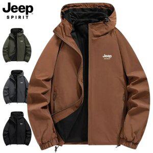 지프JEEP SPIRIT 남녀공용 긴팔 바람막이 후드집업 점퍼 자외선차단 스포츠 방수 방풍