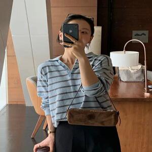 엘리 스트라이프 카라 니트 (5 color)