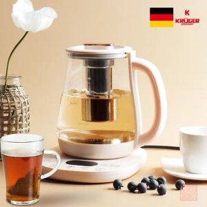 크루거 1.8L 대용량 멀티 유리 티포트 SUS304 스텐 전기 무선 커피 주전자 분유 포트