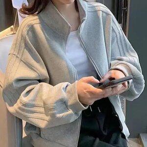 트렌디 데일리 루즈핏 쇼트 트레이닝 집업 점퍼 베이직 클래식 캐주얼 하이넥 숏 자켓