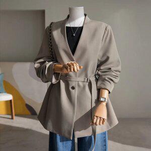 (안나앤플러스) 니벨 노카라 벨트 자켓[자켓EC335] 빅사이즈