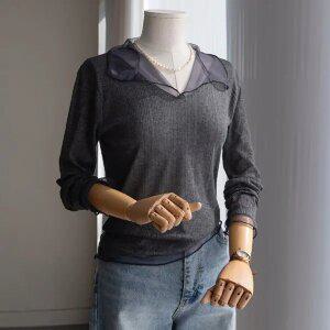 (안나앤모드) newra 카라 프릴 시스루 탑 [티셔츠EC548]