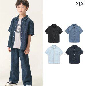 [NIXKIDS]유니) 린넨데님 BK톤/D톤 RAW M톤/L톤 워싱 오버핏 반팔 셔켓 (LKTMCJV792M)