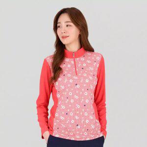 [PAT 여성] 체크꽃 프린트 반짚업 티셔츠_1J25432