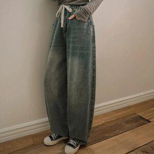 코튼스트링 밴딩 빈티지 벌룬데님