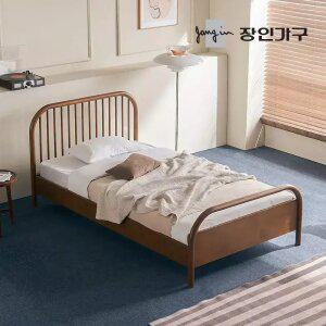 장인가구 자카이 SE0등급 고무나무 원목 평상형 통깔판 침대 SS+포켓유로탑(300T)