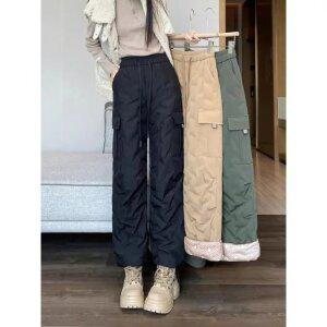 겨울 패딩 바지 여성 도톰 따뜻한 카고 팬츠