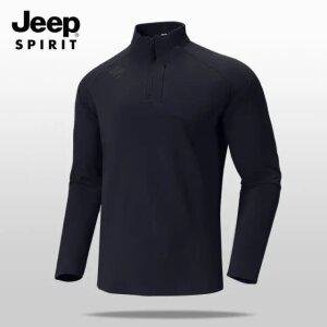JEEP SPIRIT 남성 가을 기능성 하프넥 지퍼 긴팔티 헬스/작업/등산/골프