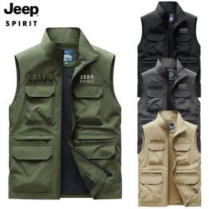 JEEP 지프 봄 여름 남자 조끼 여름 낚시 포켓 베스트 아웃도어