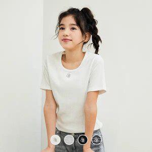 [지오다노주니어] 03395521 소프트 스판 U넥 반팔 티셔츠