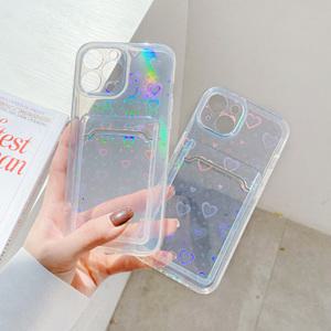 아이폰 12 프로 13 케이스 홀로그램 하트 카드 수납