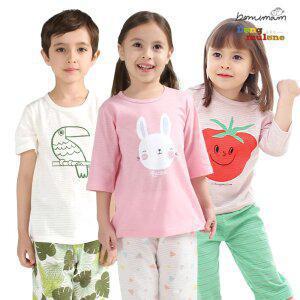 보누맘 아동내복 SALE 유아 봄맞이 순면내복 7부 반팔 자가드 내의 긴팔 실내복