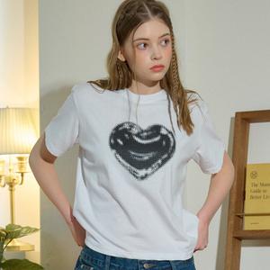 러프 하트 크롭 반팔티 화이트