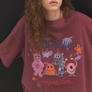 해피 데이 피그먼트 반팔티 더스티핑크