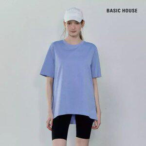 베이직하우스 여성 소로나 세미오버핏 라운드넥 반팔티셔츠