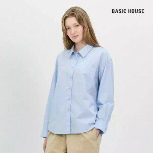 베이직하우스 여성 포플린 세미오버핏 긴팔셔츠