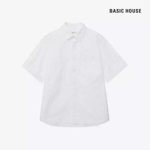 베이직하우스 드롭숄더 옥스포드 세미오버핏 반팔셔츠