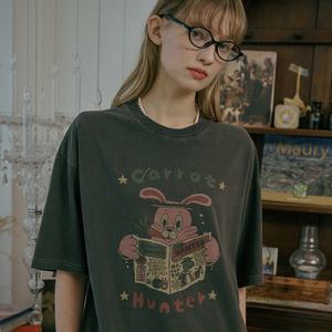 캐럿 홉피 피그먼트 반팔티 스모크블랙