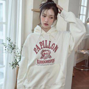 파피용 블룸 후드티 크림