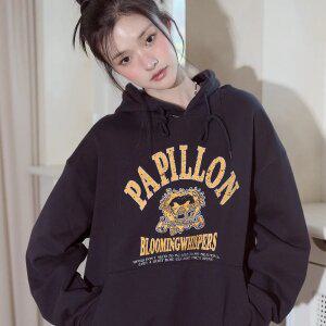 파피용 블룸 후드티 네이비