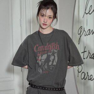 캔디쉬 피그먼트 반팔티 스모크블랙