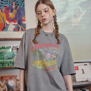 롤링 홉피 피그먼트 반팔티 다크그레이