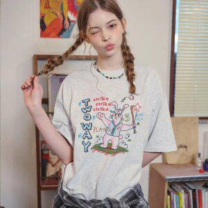 홈런 버니 반팔티 멜란지화이트