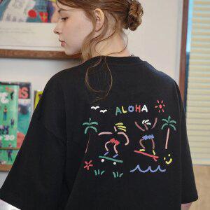 올라 크레용 반팔티 블랙