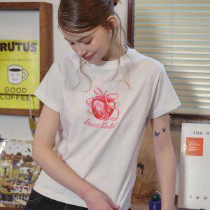 애플 러브 크롭 반팔티 화이트