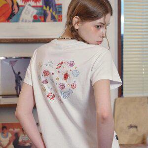 오션 러브 크롭 반팔티 화이트