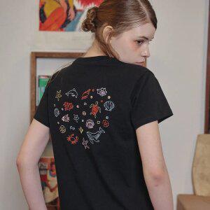 오션 러브 크롭 반팔티 블랙