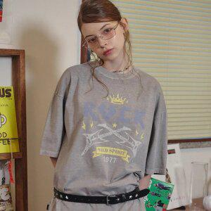 락크라운 피그먼트 반팔티 고스트그레이