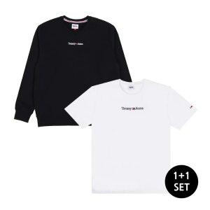 2PACK 타미진스 남녀공용 고급자수 맨투맨+반팔티셔츠