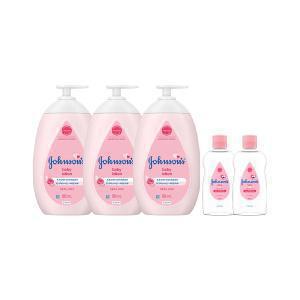존슨즈 핑크 로션 베이비파우더향 500ml, 3개 + 증정(베이비오일 125ml, 2개)