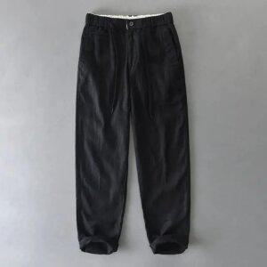 남자 슬랙스 여름 린넨바지 스판 밴딩 와이드 팬츠 빅사이즈 바지 검은 색 M