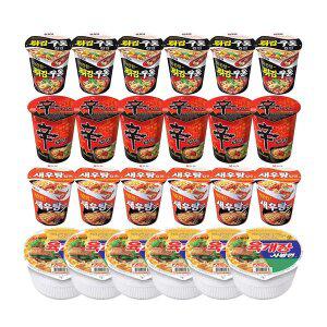 농심 신라면컵, 65g, 6개입 + 튀김우동컵, 62g, 6개입 + 새우탕컵, 67g, 6개입 + 육개