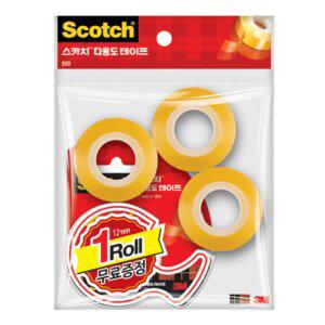 12mm 스카치 다용도 투명 테이프 본품1+리필3개 세트
