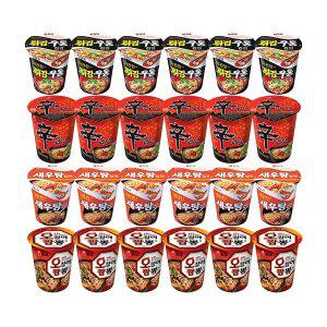 농심 신라면컵, 62g, 6개 + 튀김우동컵, 62g, 6개 + 새우탕컵, 67g 6개 + 오징어짬뽕컵