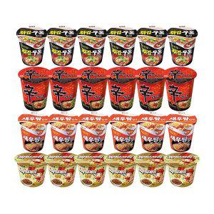 농심 신라면컵, 62g, 6개 + 튀김우동컵, 62g, 6개 + 새우탕컵, 67g, 6개 + 짜파게티범