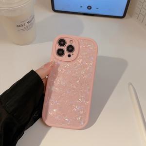 최신 귀여운 아이폰 케이스 자개 무늬 핑크 TPU / 핸드폰 아이폰 11 12 13 14 15 프로