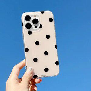 최신 귀여운 아이폰 케이스 화이트 도트 패턴 / 핸드폰케이스 16 15 14 프로 플러스