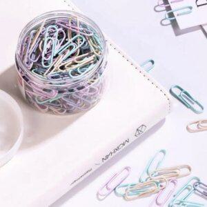 케이스 파스텔 컬러 클립 160p 1통 페이퍼 서류 문서 정리 집게 예쁜 클립