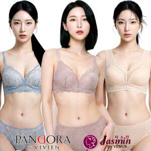 비비안 비너스 편한 노와이어 브라 팬티 세트 여름 빅사이즈 홑겹 레이스 마담 브래지