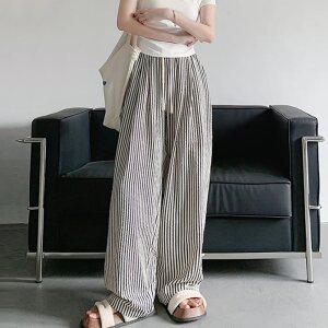 여름 스트라이프 시어서커 팬츠 냉장고 와이드 밴딩 아이스 쿨링바지