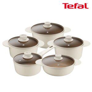 테팔 인덕션 주물 아이콘 오트밀크 냄비 5종세트